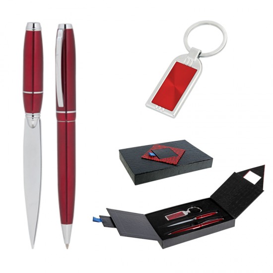 310 Kırmızı Kalem & Anahtarlık & Zarf Açacağı Set