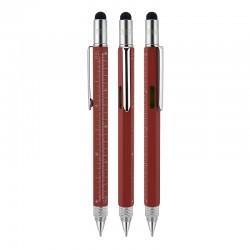 652 Kırmızı Metal Su Terazili - Tornavidalı Touchpen Kalem