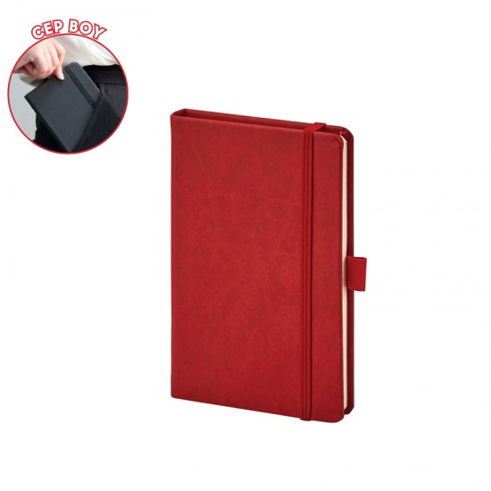 923-914 Kırmızı 9 x 14 Termo Deri Defter