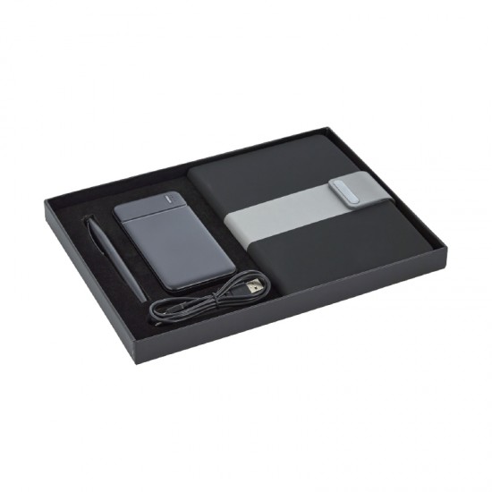 5070 Siyah Defter & Kalem & Powerbank Set