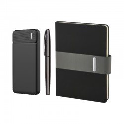 5070 Siyah Defter & Kalem & Powerbank Set
