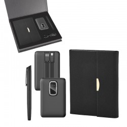 5072 Siyah Defter & Kalem & Powerbank Set
