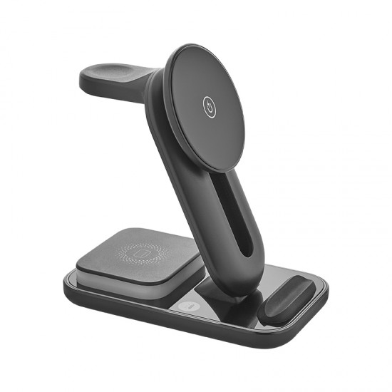 4205 Siyah 3'ü 1 Arada Kablosuz Şarj Cihazı