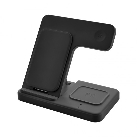 4220 Siyah 3'ü 1 Arada Kablosuz Şarj Cihazı