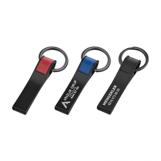 2396 Kırmızı Çift Taraflı Metal Suni̇ Deri̇ Anahtarlık