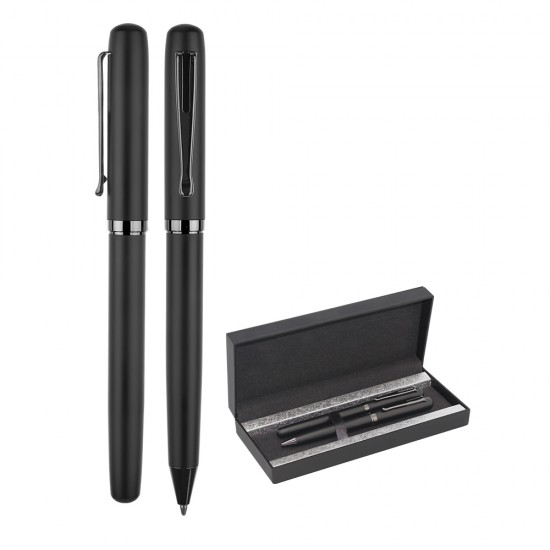 1253-RT Siyah Metal Roller & Tükenmez Kalem Seti