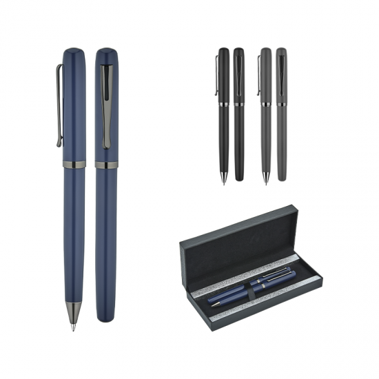 1253-RT Füme Metal Roller & Tükenmez Kalem Seti
