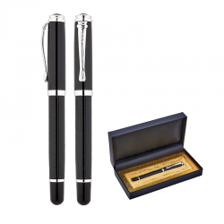 1214-KR Siyah-Silver Metal Roller Kalem Seti